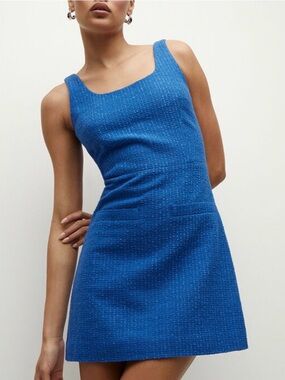 Veronica Beard Sabra Dress  Royal Blue Textured Sleeveless Shift Dress